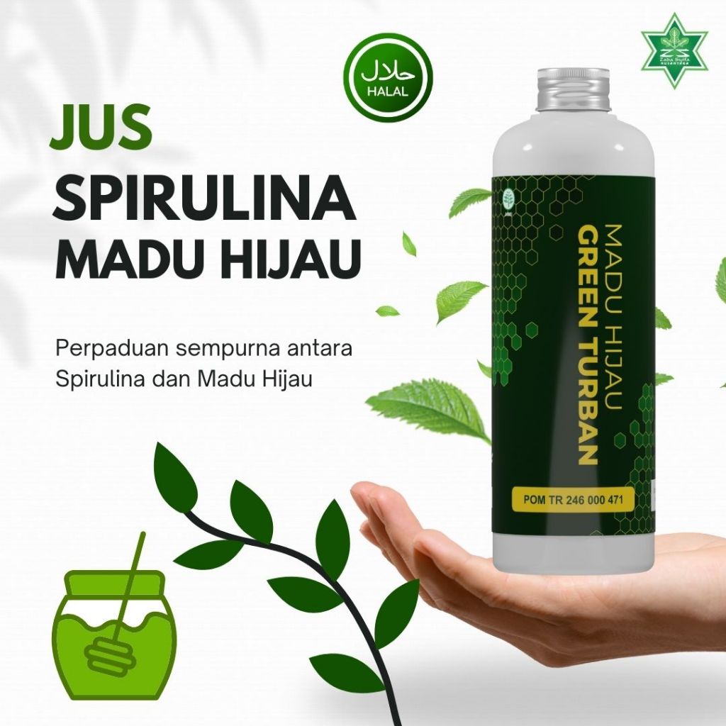 

Juice Spirulina - Madu Hijau Green Turban Nutrisi Alami untuk Tubuh Sehat