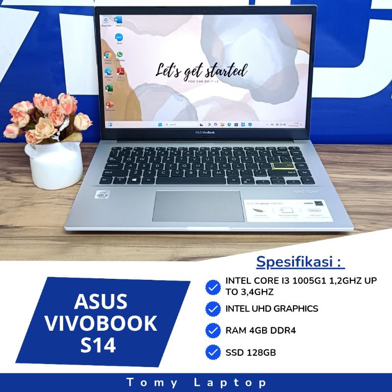 LAPTOP BEKAS ASUS VIVOBOOK S14 INTEL CORE I3-1005G1 INTEL UHD RAM 4GB DDR4 SSD 128GB 14INCH FHD WHT