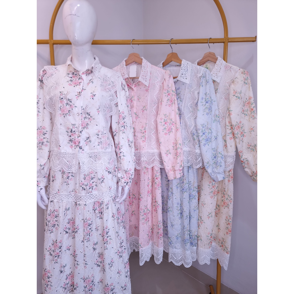 OneSet Rok Katun Motif Bunga