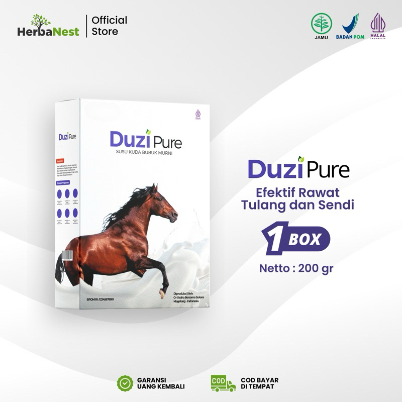 

Duzi Pure Susu Kuda Asli Bubuk Herbal 100% Paket 1 Box
