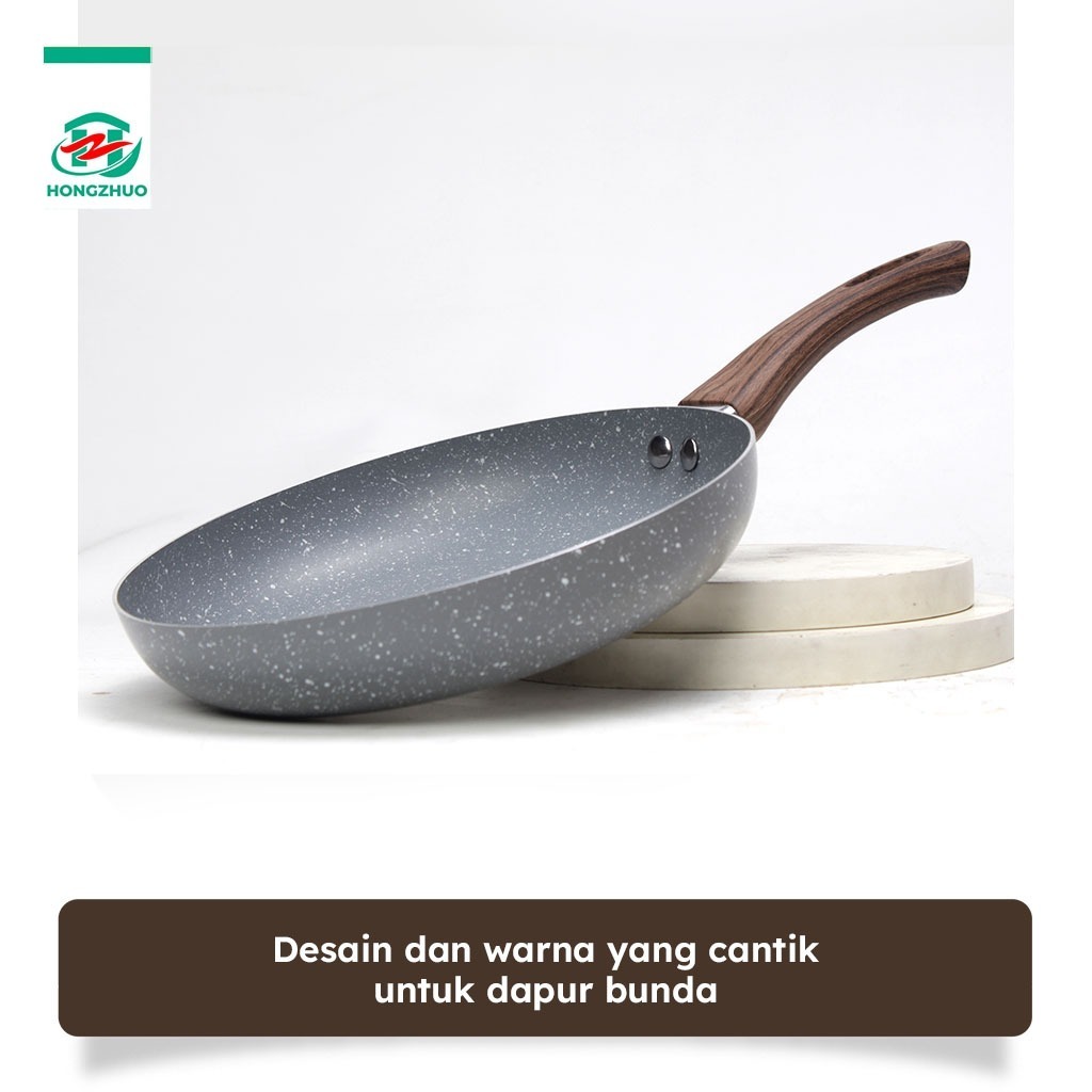 Hongzhuo Fiord Frying Pan Panci Penggorengan Frypan Teflon Anti Lengket Marble Coating