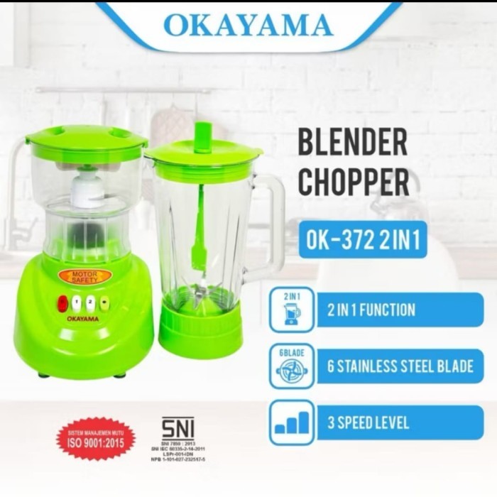 [OKAYAMA] Blender Chopper 2 in 1 1L Okayama | Blender 1 Liter Chopper Okayama | Blender Bumbu Okayam