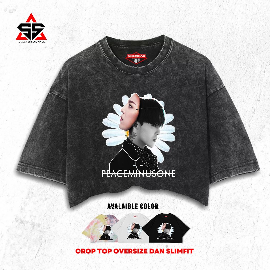 SUPERIOR Crop Tee G-Dragon Washed Tye Die Longsleeve Oversize Slimfit Crop Top GDRAGON-14