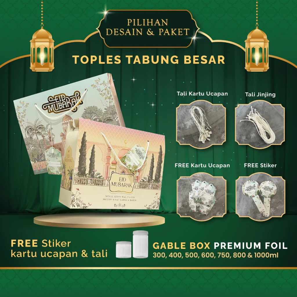

Gable Box Bingkisan / Dus Paper bag / Kardus Kotak Hampers Lebaran idul Fitri Toples tabung kue kering 300ml, 400ml, 500ml, 600ml, 750ml, 800ml, 900ml, 1000ml muat isi 3 toples sampai 6 toples