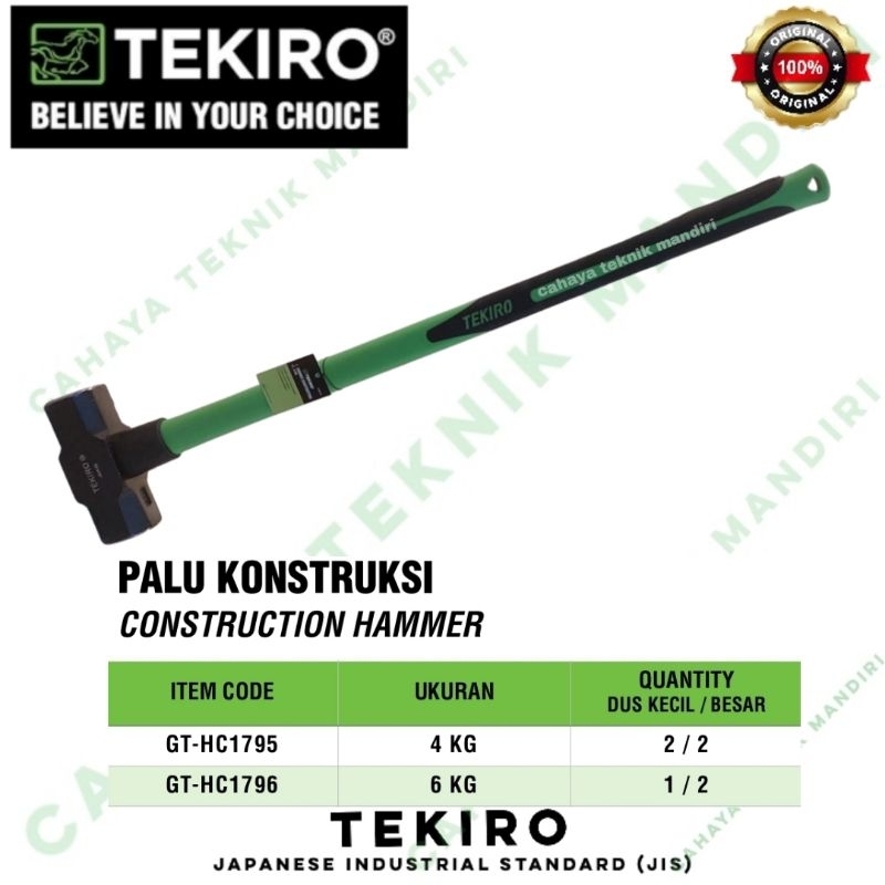 TEKIRO palu kontruksi 4 kg dan 6 kg palu bodem / bogem / palu godam
