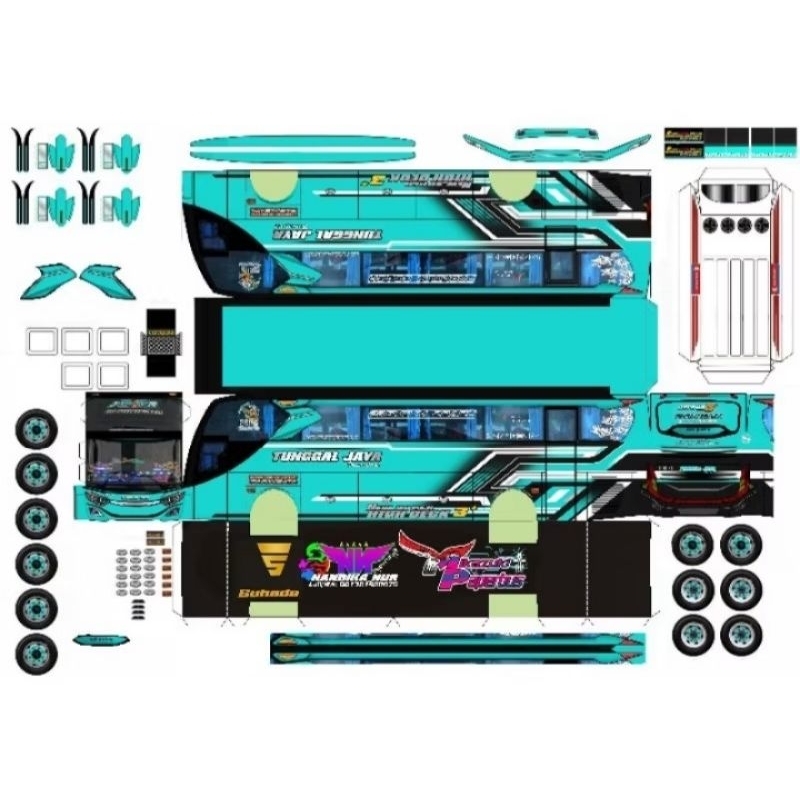 Lembaran Papercraft Bus Tunggal Jaya Jupiter Skala 50