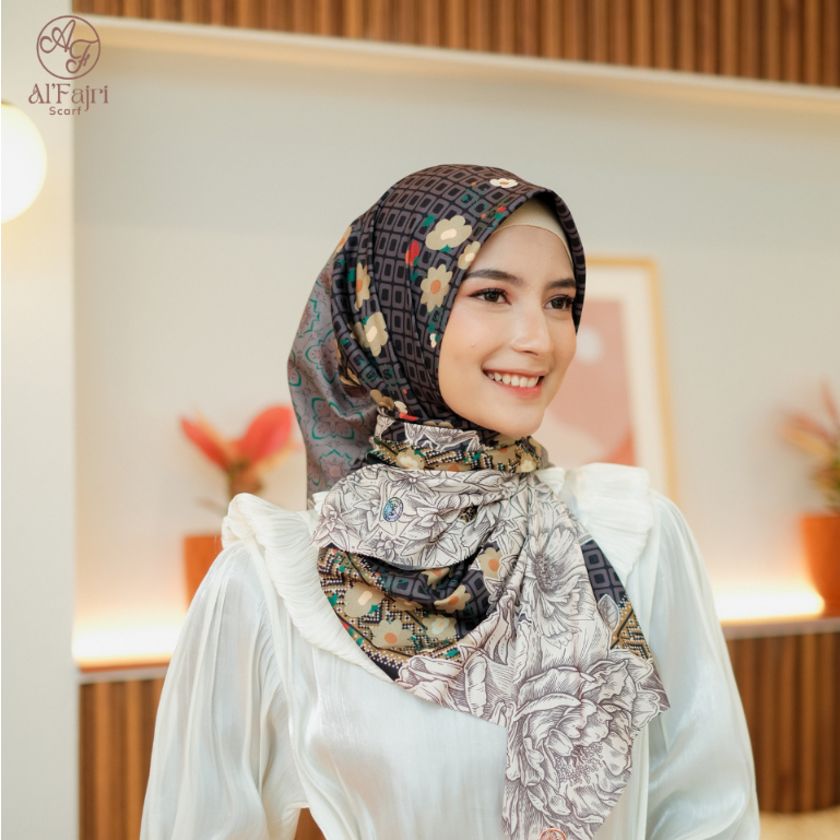 Al Fajri Scarf - Hijab Segi Empat Orin Motif Digital Printing Size 110x110 cm