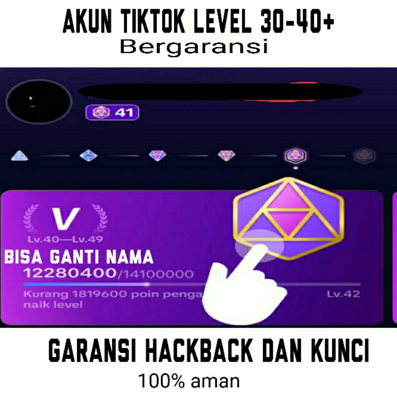 akun tiktok level 30 35 40 murah