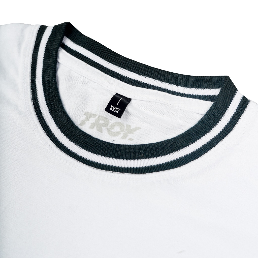 Troy Company Neck Strip Tshirt White New Culture - Kaos Lengan Pendek Kaos Putih KST 3056-2G1W