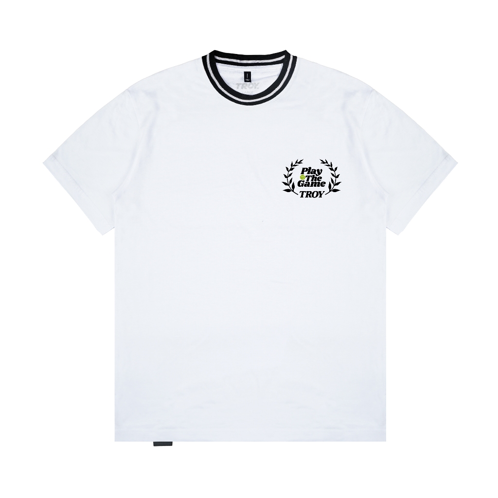 Troy Company Neck Strip Tshirt White Play Game - Kaos Lengan Pendek Kaos Putih KST 3057-2B1W