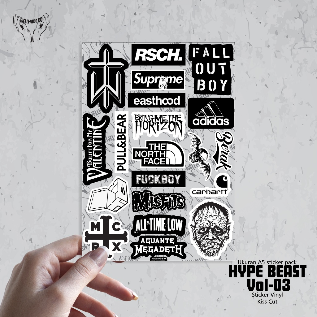 

Sticker Pack HYPE BEAST Tumblr Helm Laptop VOL3 BLACK AND WHITE