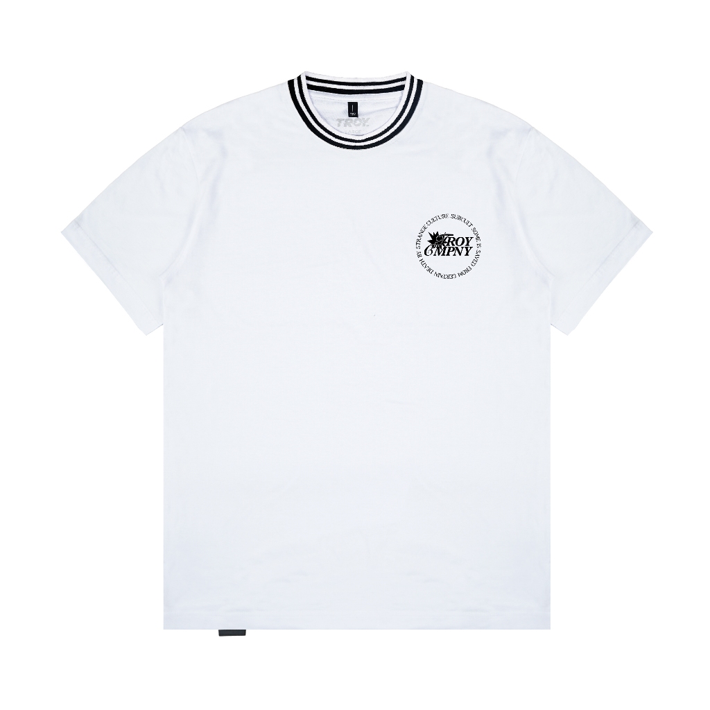 Troy Company Neck Strip Tshirt White Strange Culture - Kaos Lengan Pendek Kaos Putih KST 3058-2B1W