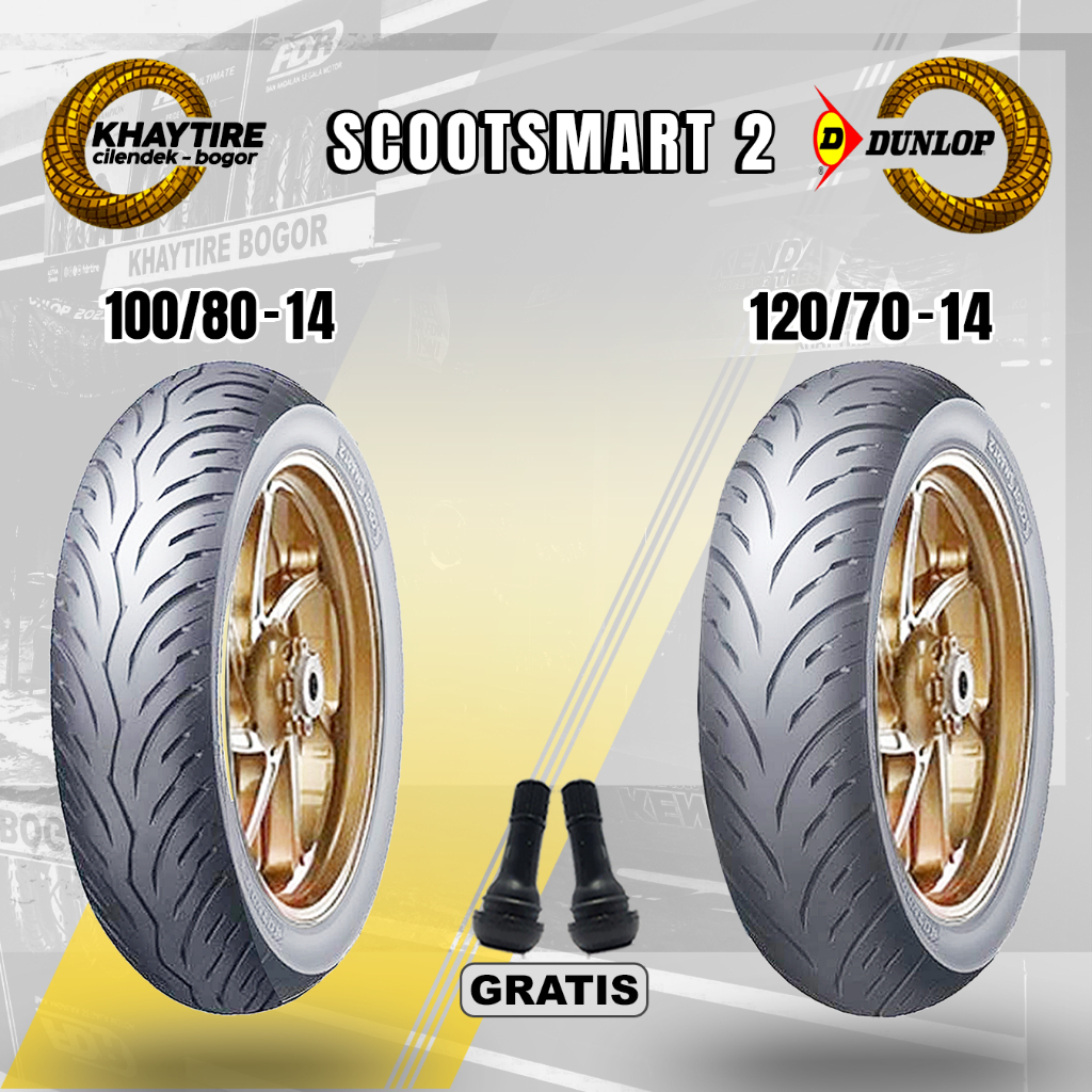 Sepasang Ban Motor Pcx DUNLOP SCOOTSMART 2 100/80 & 120/70 Ring 14 Tubeless