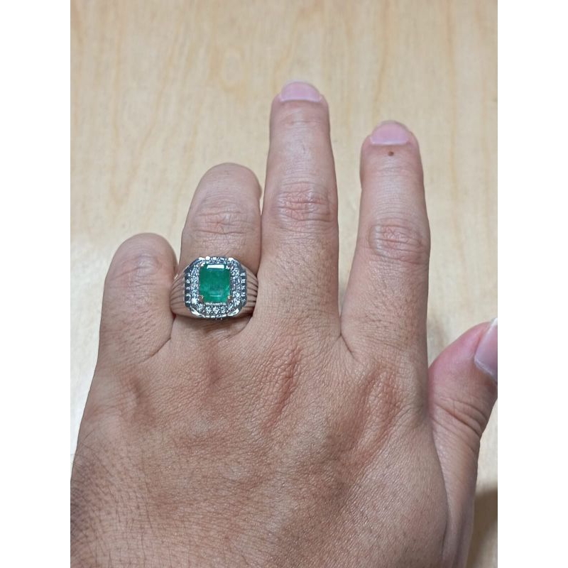 CINCIN BATU PERMATA ZAMRUD ASLI COLOMBIA BERSERTIFIKAT LAB MODEL MEWAH DAN ELEGANT