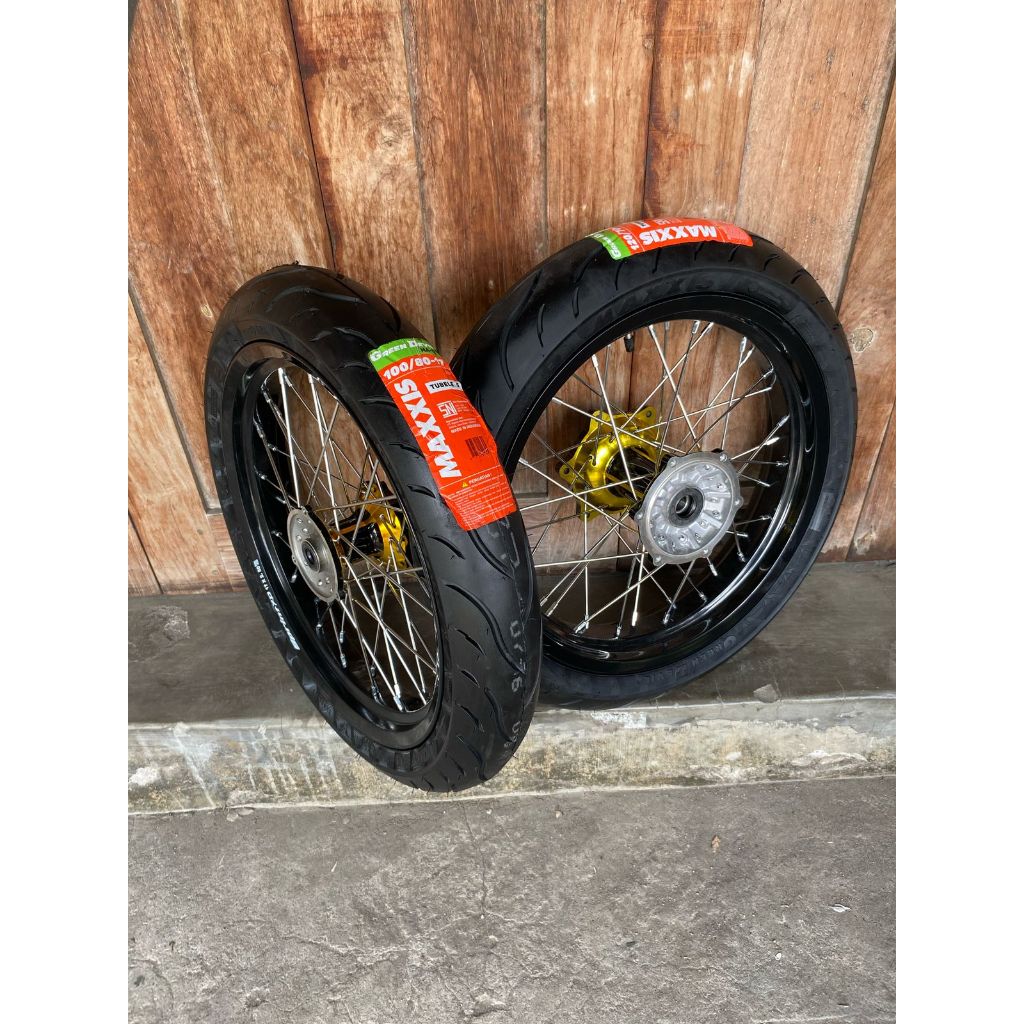 Wheelset Supermoto Yamaha WR 250/300 Roda Sumo WR155 Ban Maxxis Baru Ring 17