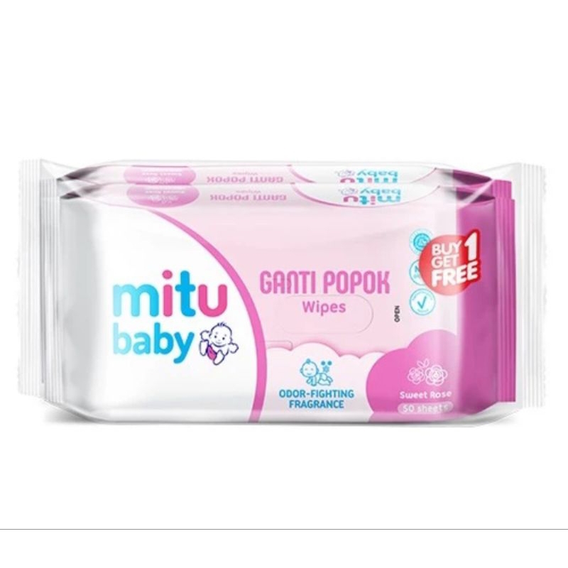 Tisu Basah Mitu Baby Pink Ganti Popok 50 Sheet