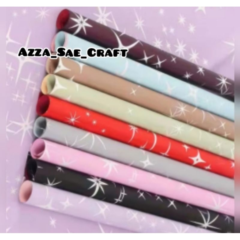 

FREE PACKING Kertas BuketBunga Motif Bintang Cellophane Shinny Start Bi Colour Flower Wrapping Paper Sparkling ( per 1 lembar )
