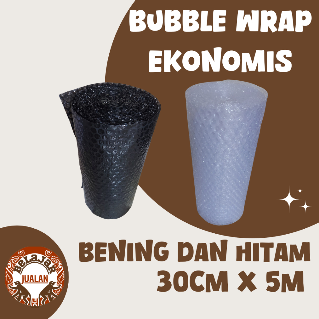 

Bubble Warp Ekonomis 30cm x 5m (Bungkus Gelembung) HITAM/PUTIH Premium Plastik Packing Waterproof