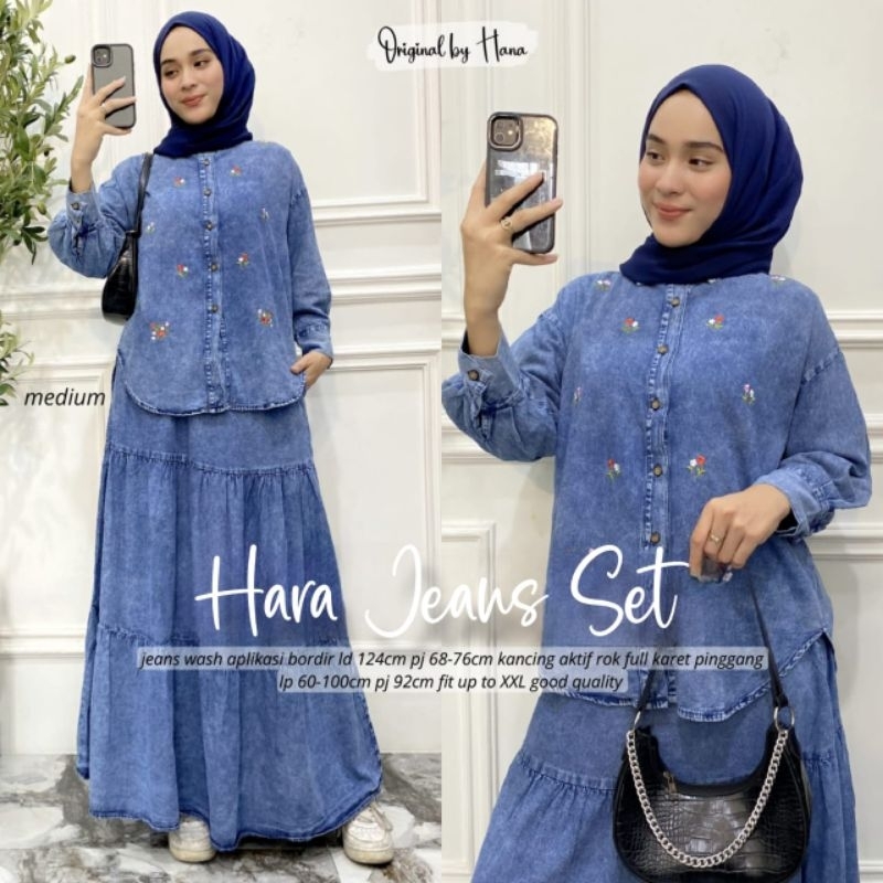 one set jeans/maxi dress jeans /gamis jeans/gamis jumbo