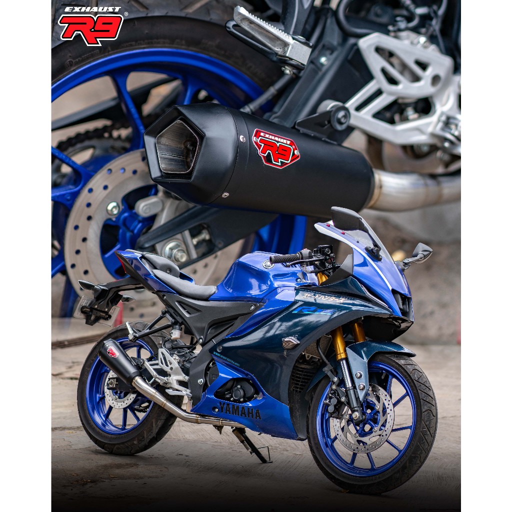 KNALPOT R9 NEW ALPHA BLACK YAMAHA R15V3 R15V4 R15M