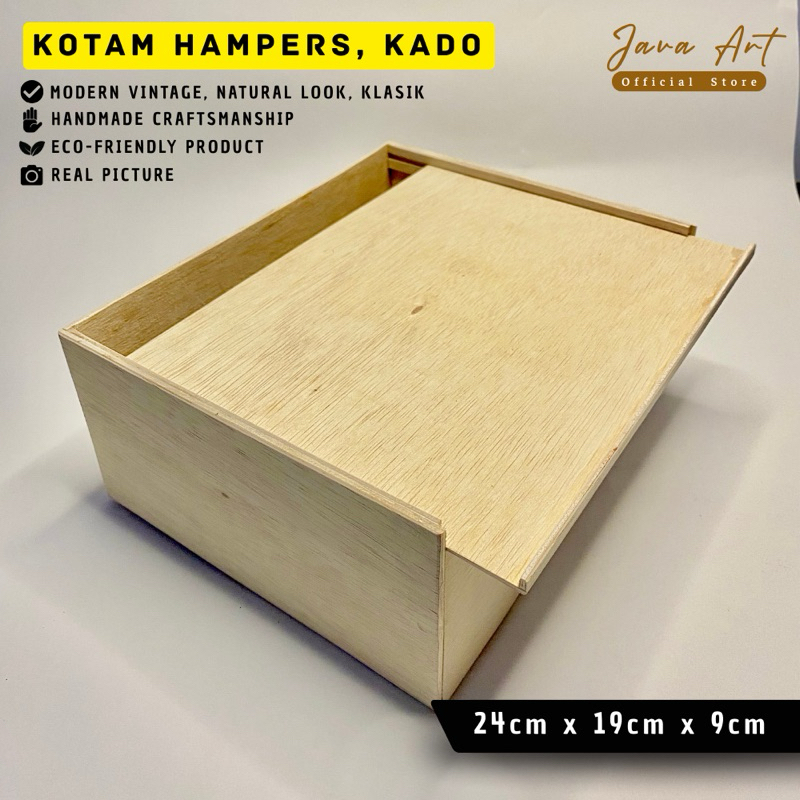 

KOTAK KAYU KLASIK SOUVENIR PACKAGING PRODUK KOTAK KADO POLOS SERBAGUNA UKURAN 24cm x 18cm x 8cm