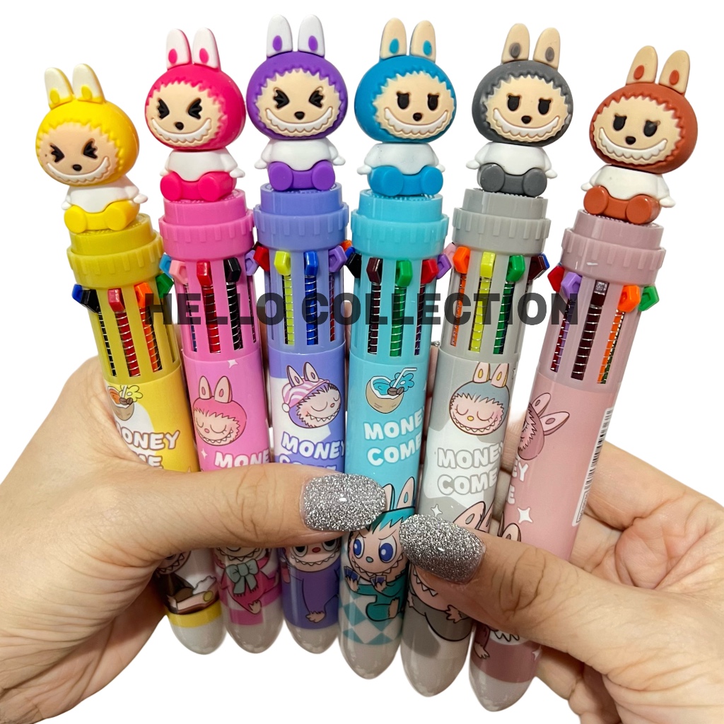 

Pen Anak Labubu 10 Warna 3D Pulpen Gel Cetek Kartun Lucu Karakter 0.5mm