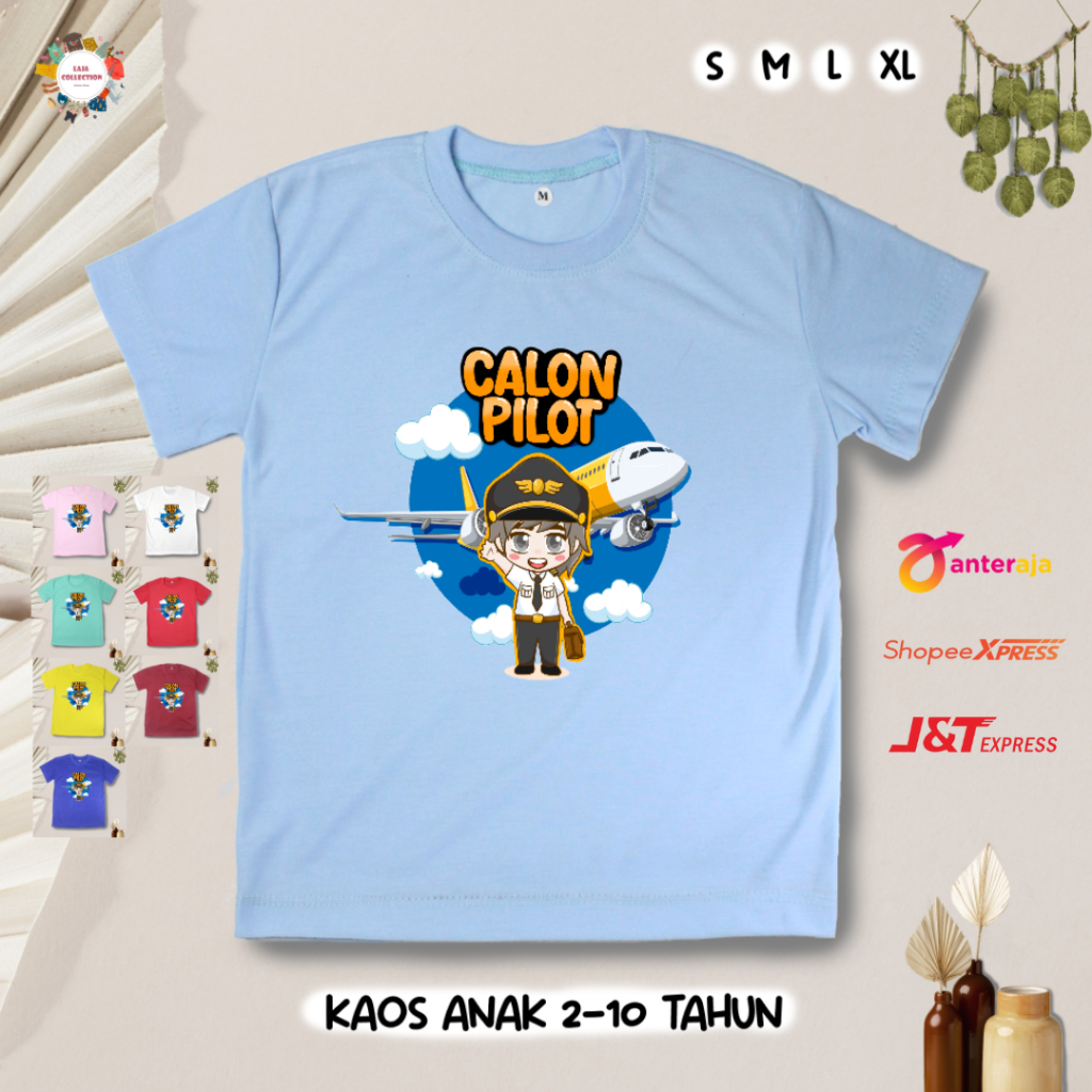 Kaos Anak Calon Pilot Umur 2-10 Tahun LAJA  / Baju Anak / Atasan Anak /  / Kaos Anak Kartun / Viral 