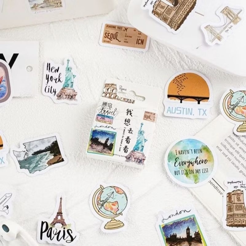 

boxed sticker dekor jurnal diy bunga succulent kucing cute