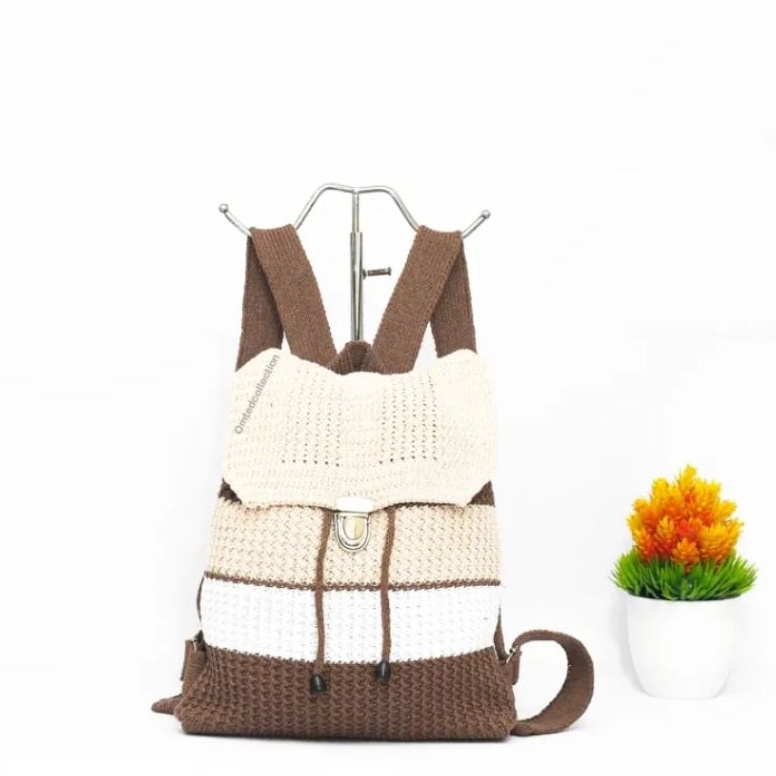 KODE C86C Tas Rajut Ransel Mini Wanita Ukuran 25cm x 3cm