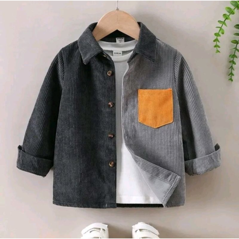Wibbikids.id || Kemeja mix 3 warna Bahan Corduroy Usia 1-12thn