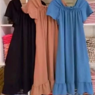 Fuji Daster Kekinian Lengan Pendek Katun Baju Wanita Dress Laura Rempel Karet Dada Depan