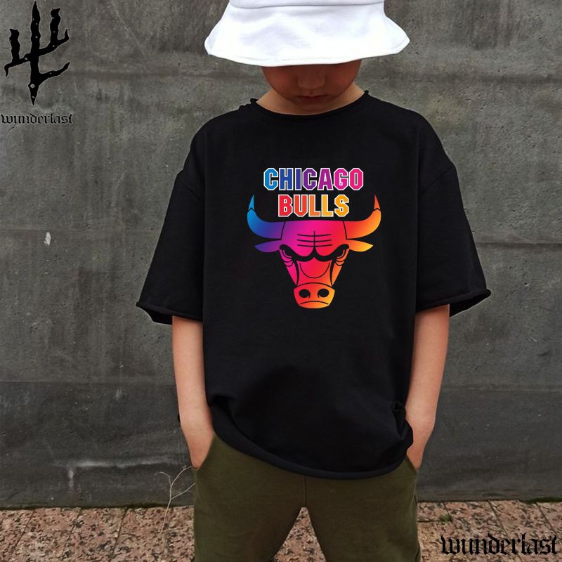 kaos Anak // CHICAGO BULLS // Rainbow Font logo // Kaos casual anak // Kaos Anak katun