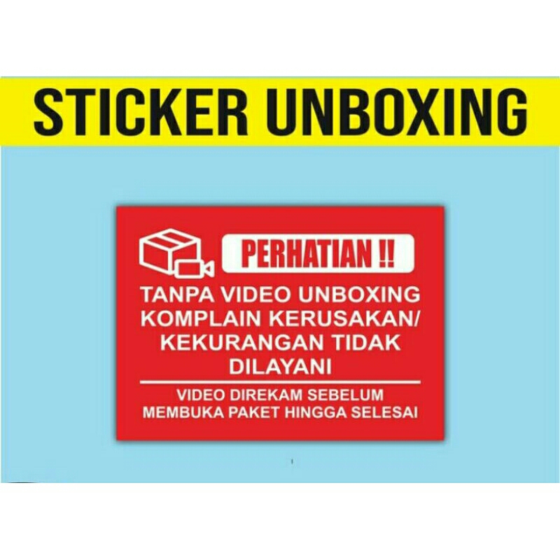 

Sticker Peringatan Video Unboxing Pengiriman Paket - 5x7 cm