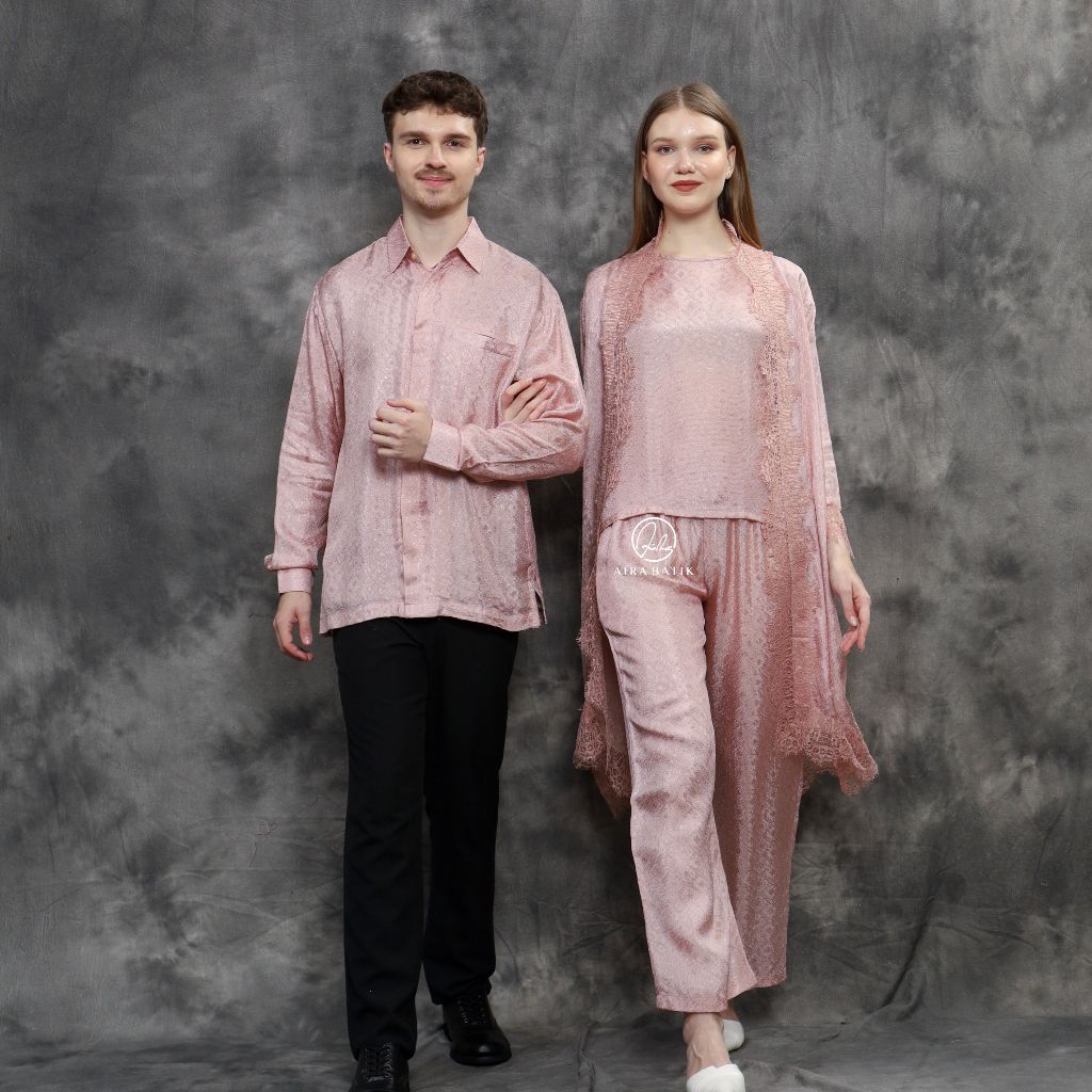 AIRA BATIK - Syakila Outer Couple Set & Kemeja Viscose Premium Sarimbit Raya