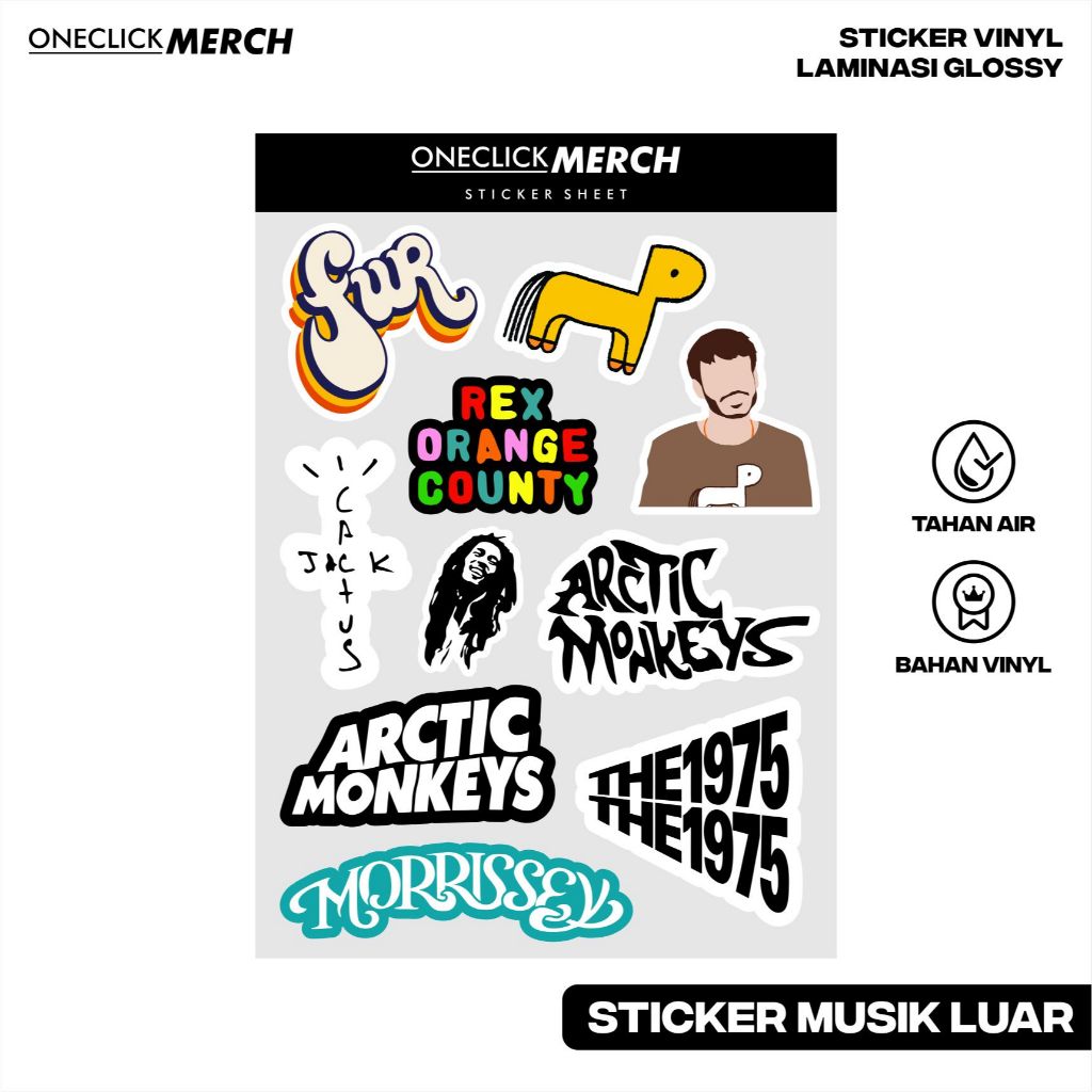 

Sticker Pack BAND LUAR NEGERI FUR REX ORANGE COUNTY ARCTIC MONKEYS Bahan Vinyl Untuk Hp Laptop Helm Aesthetic