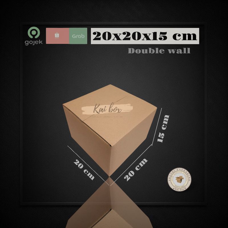 

kardus ukuran 20x20x15 cm box tebal double wall polos