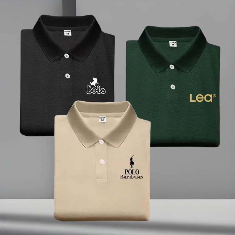 Paket 3Pcs Kaos T-Shirt Polo Kerah Wangki Logo | LOUIS | POLO | LEA | Distro Premium Sablon DTF