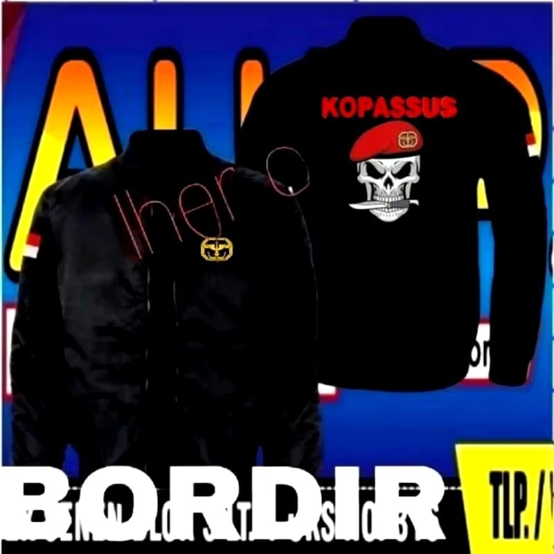 jaket bordir kopassus tengkorak jaket kopassus jaket bomber KOPASSUS jaket kerja kopassus jaket sera