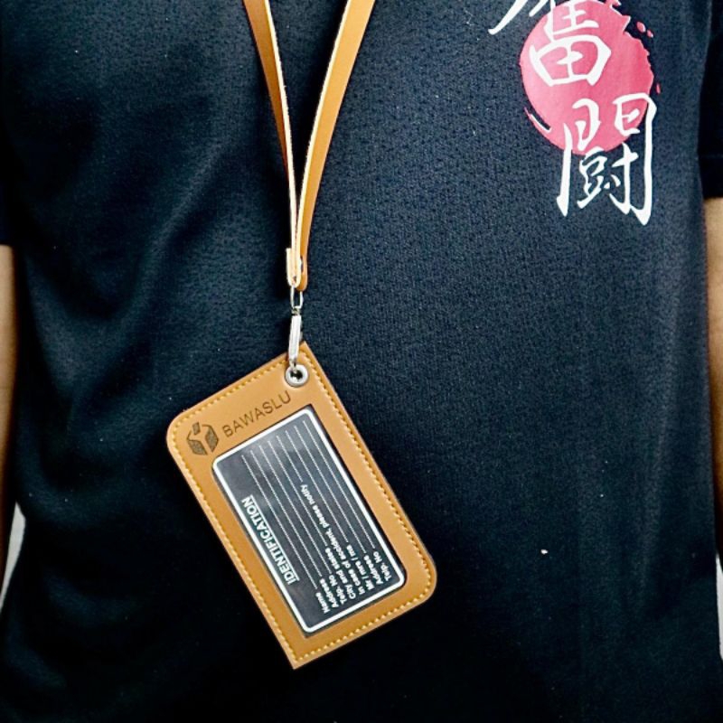 

Name Tag ID Card Kulit Holder 2slot|Name tag lanyard