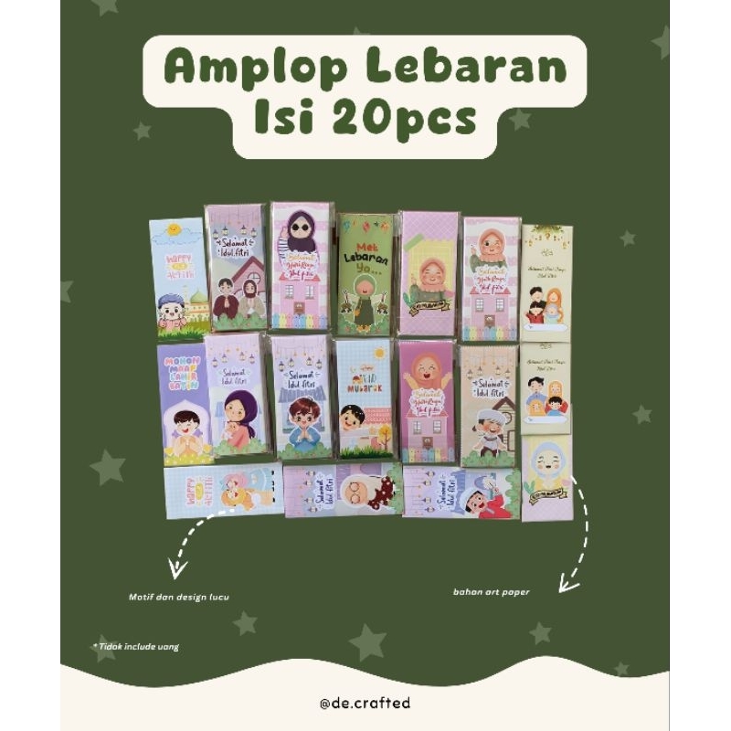 

(ISI 20PCS) Amplop Lebaran Motif Kartun Gemoy Estetik