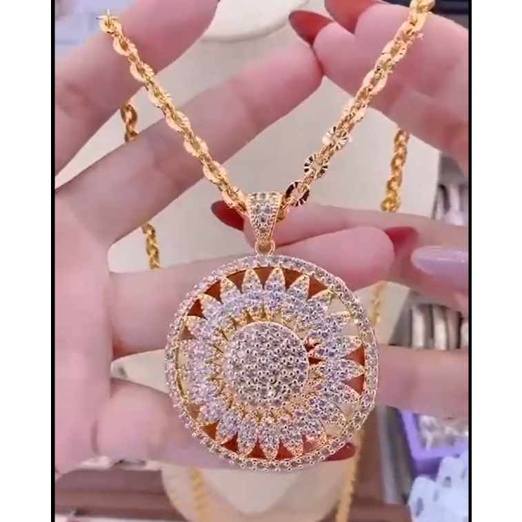 Kalung Hijab Liontin, Rantai Nori Kaca Panjang 75cm