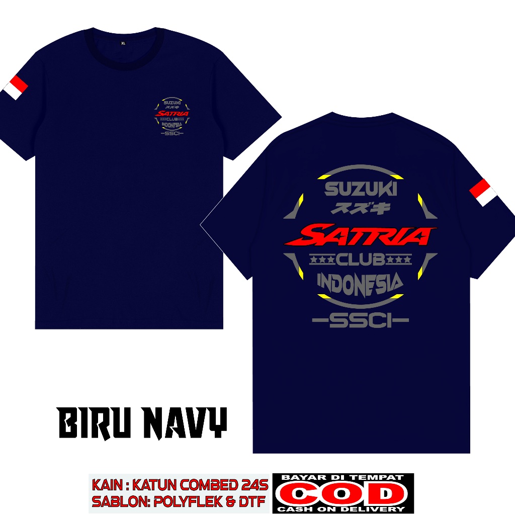 KAOS SUZUKI NEW SATRIA CLUB SSCI M4 INDONESIA BAHAN KATUN COMBED 24S TEBAL SABLON DTF
