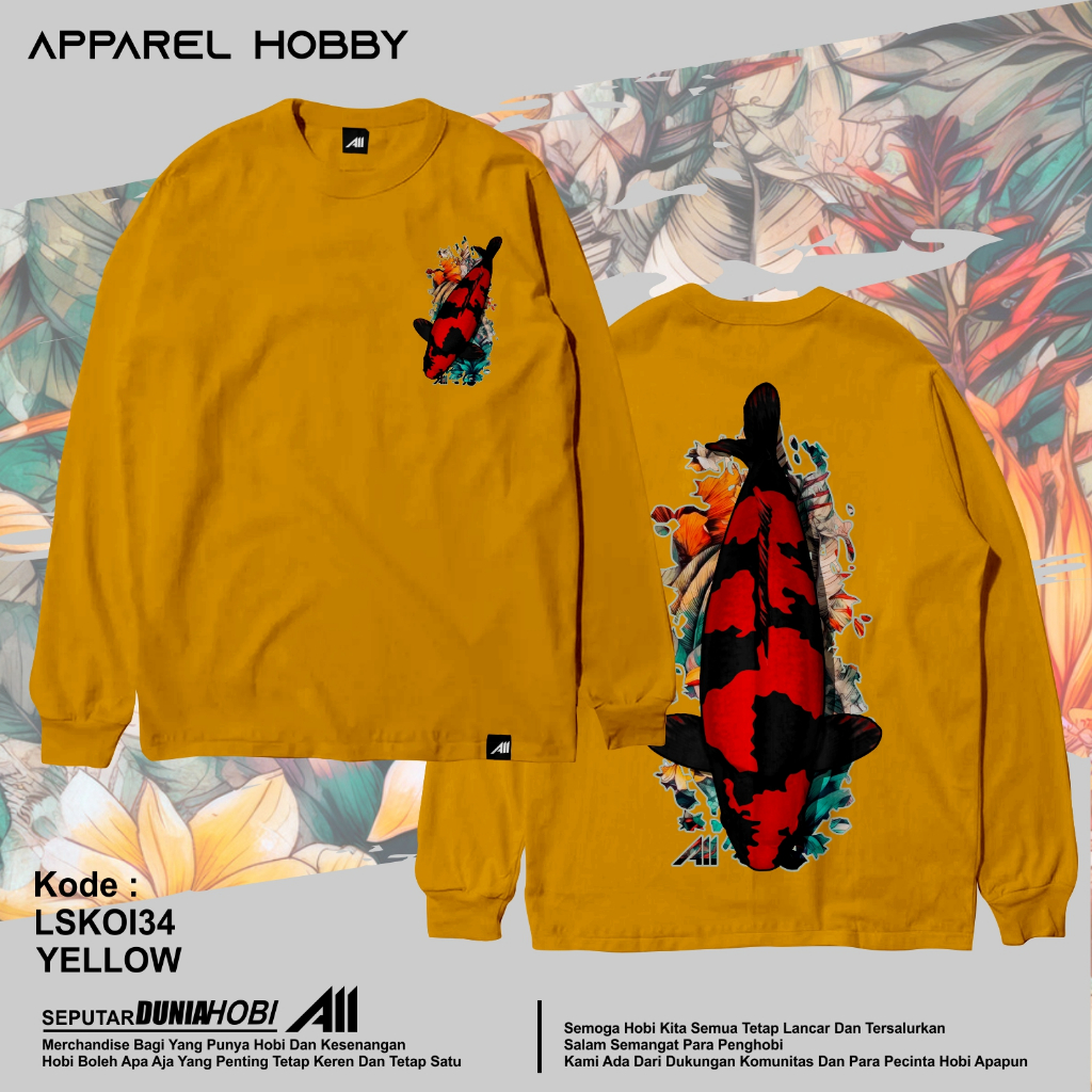 KAOS IKAN KOI HI SHOWA KOI34 YELLOW TSHIRT APPAREL HOBBY