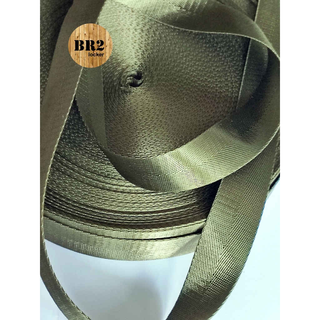 Tali Webbing Nylon Bisban Tas lebar 3 cm warna hijau lumut - per 1 meter