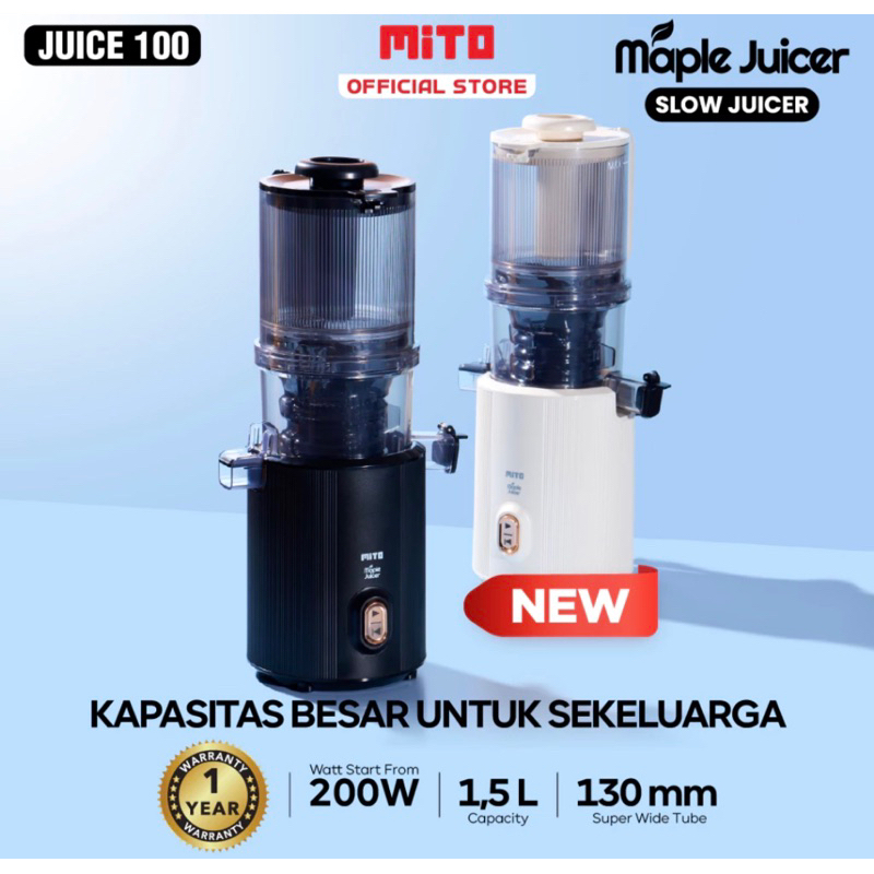 Mito Maple Juicer 1,5L Juice100 Slow Juicer Blender Easy Clean Low Watt | Slow Juicer Mito | Slow Ju
