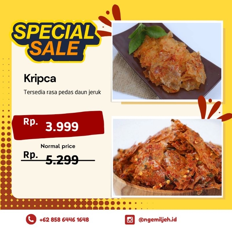 

Kripca Pedas Daun Jeruk 50gr-250gr