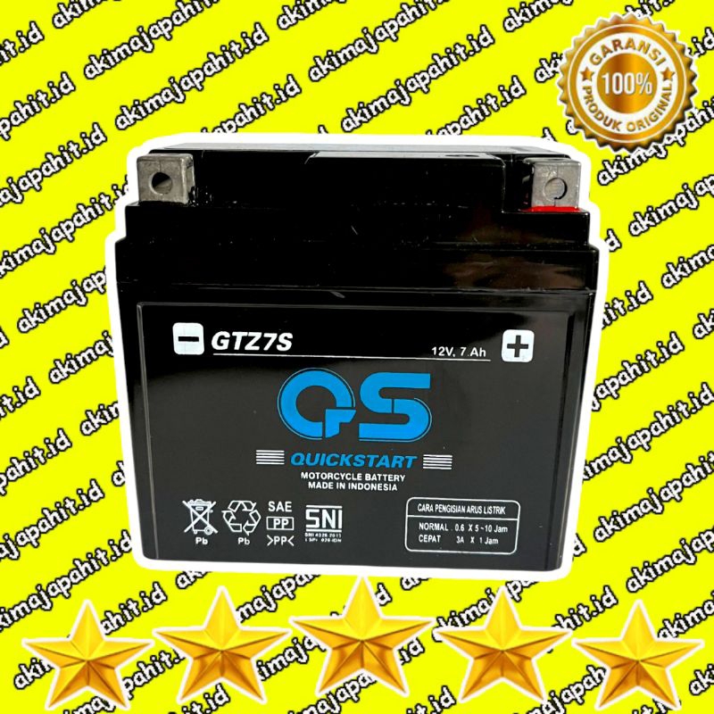 Aki Kering Baru SNI GTZ7S / GTZ6V QS Quick Start 7 Ampere cocok untuk motor Vario 125, Vario 150, Sa