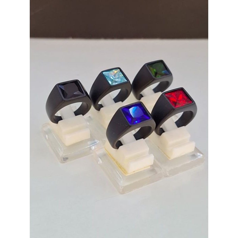 CINCIN PRIA TITANIUM BATU KOTAK KECIL HITAM LAKI-LAKI