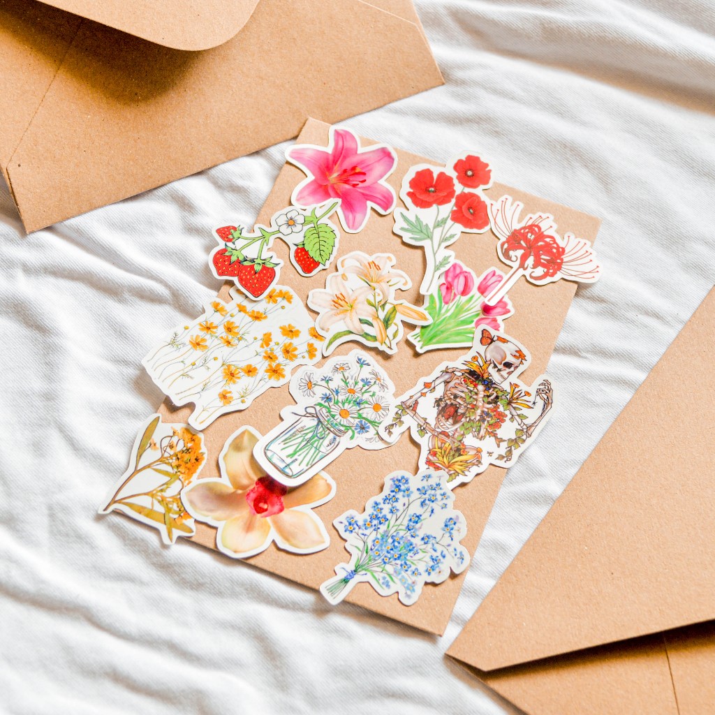 

Sticker Journal Cute Bunga Flower Aesthetic Waterproof vintage Botanical Flower Scrapbook Bullet Girly Lucu Retro Coquette