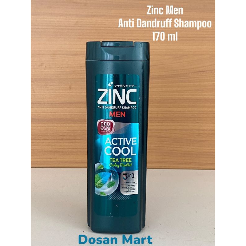 Zinc Men Anti Dandruff Shampoo Active Cool || Zinc Men Shampoo Anti Ketombe || Kemasan Botol 170 ml